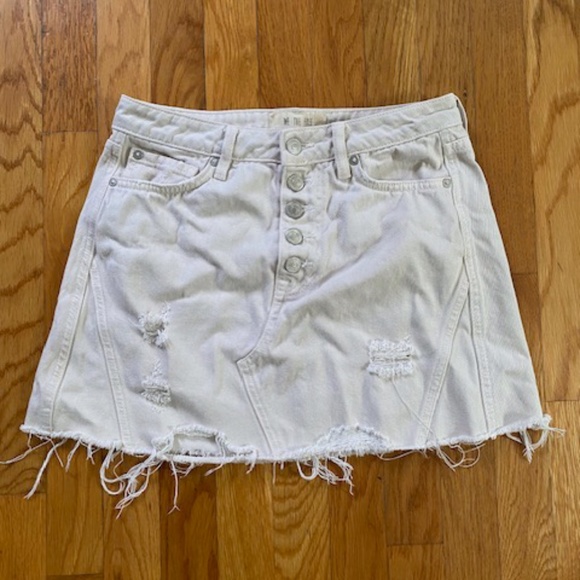 We The Free Cream Denim Skirt - Picture 2 of 4